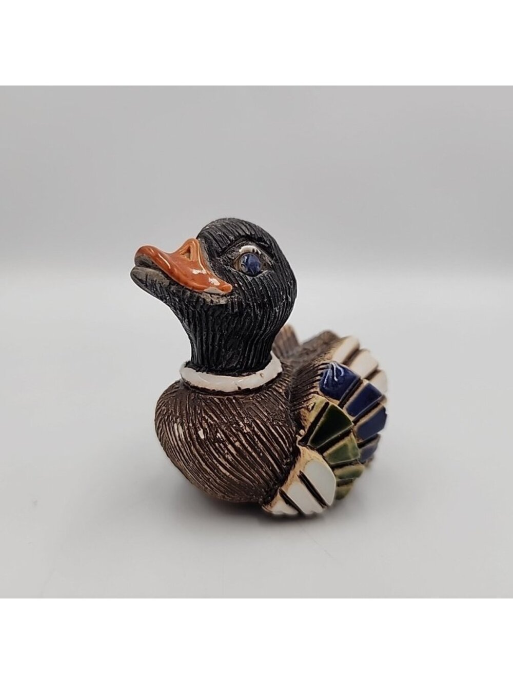 Hand-crafted Artesania Rinconada Clay And Enamel Duck Ducky Uruguay Vintage